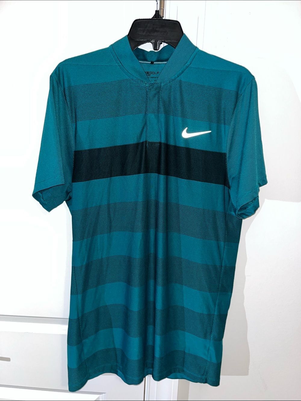 Nike Blade Teal Green Stripe Golf Polo Shirt M Tall Modern Fit Jacksonville Jags